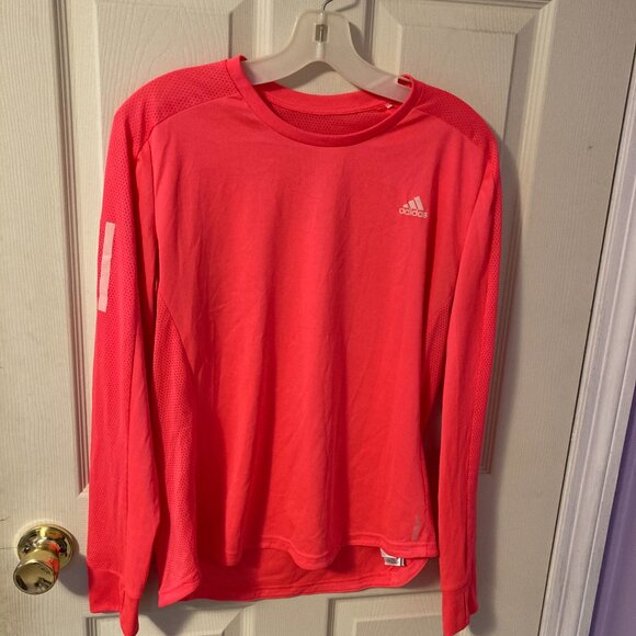 Women Adidas Running Aeroready Athletic Top Size Large Pink - Picture 2 of 8